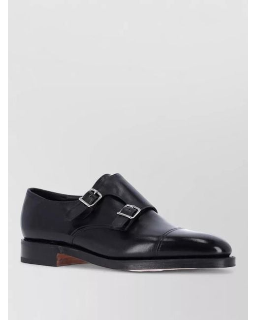John Lobb Black Monk Strap Smooth Leather Formal Shoes for men