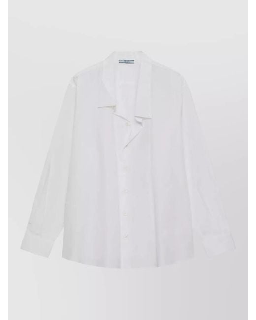 Prada White Shirt Style Top Collared Neck Long Sleeves