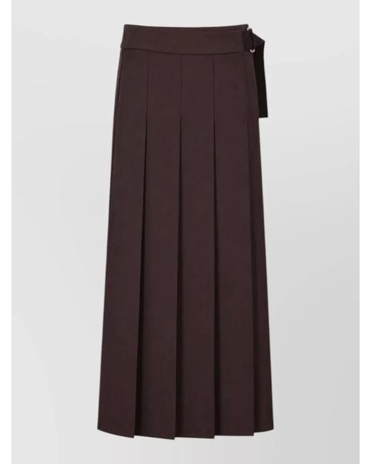 P.A.R.O.S.H. Brown High Waist Pleated Skirt Belt Detail