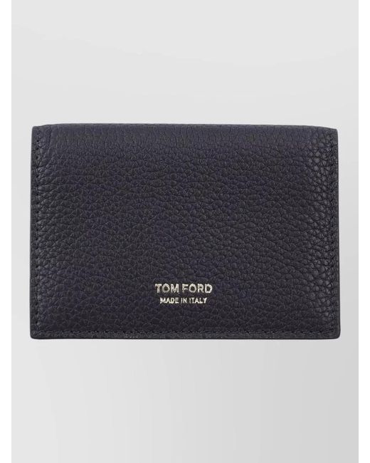 Tom Ford Blue Grain Leather T Line Business Card Holder for men