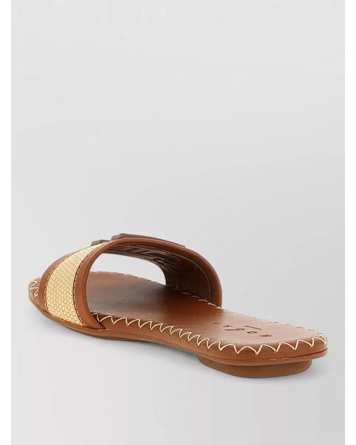Hogan Brown H685 Flat Sandals Open Toe Stitching