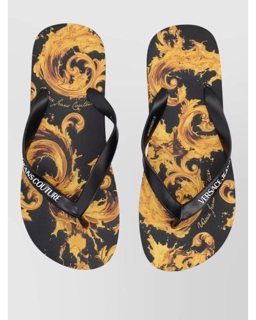 Versace Jeans Couture White Logo Thong Sandal Flat Sole