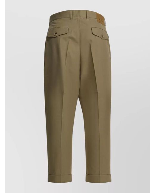 AMI Green Straight-Leg Cropped Trousers for men