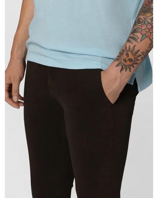 Dondup Black Gaubert Stretch Cotton Slim Chino Trousers for men