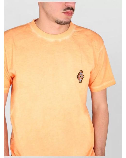 Marcelo Burlon Yellow Sunset Cross Crowling Casual T Shirt for men