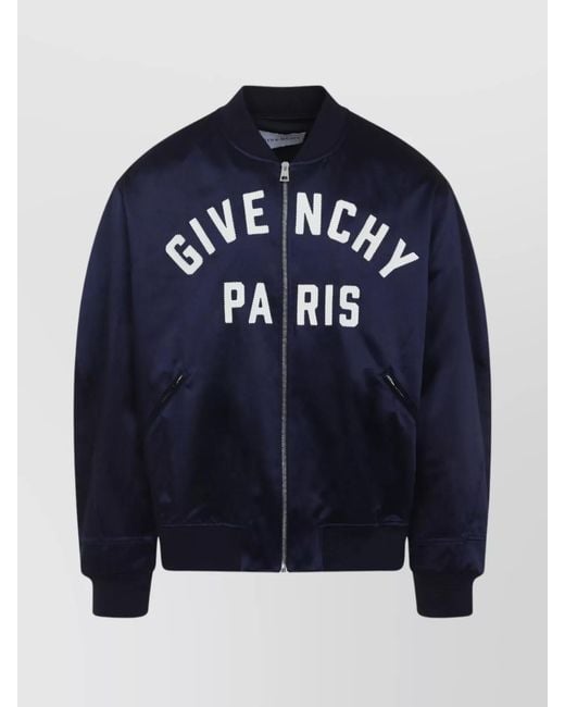 Givenchy Blue Satin Relaxed-Fit Bomber Jacket for men