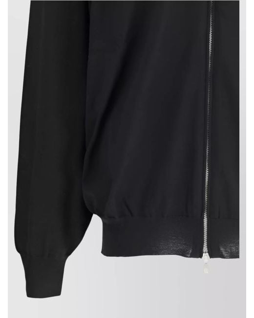 Brunello Cucinelli Blue Wool Cashmere Ribbed High Neck Zip Cardigan for men