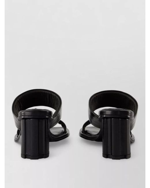 AMI Black Leather Court Shoes Block Heel Straps