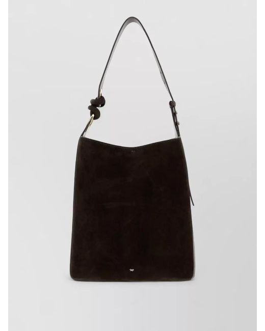 Anya Hindmarch White Ringo Suede Bucket Bag Adjustable Strap