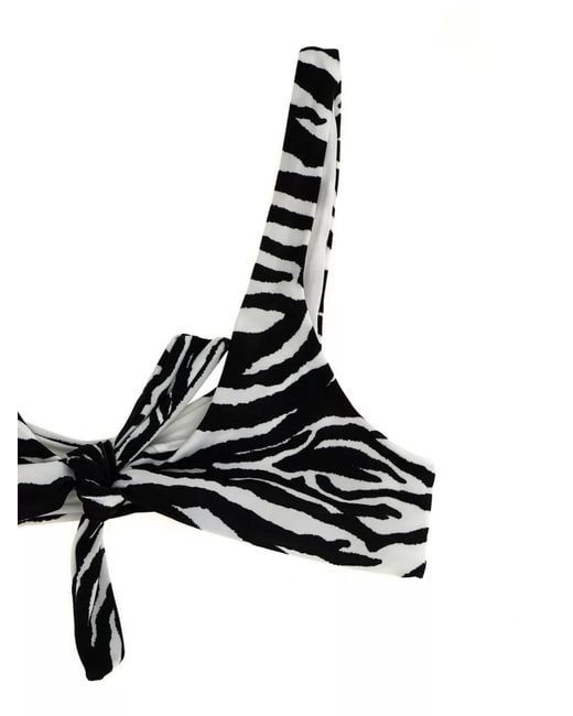 The Attico White 'Scoop Neckline Zebra Bikini Set'