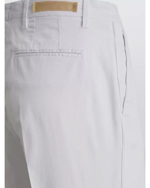 Briglia 1949 White Stretch Cotton Chino Trousers Belt Loops