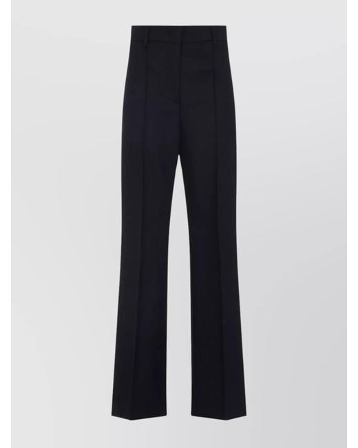 Prada Blue Virgin Wool High-Rise Wide-Leg Trousers