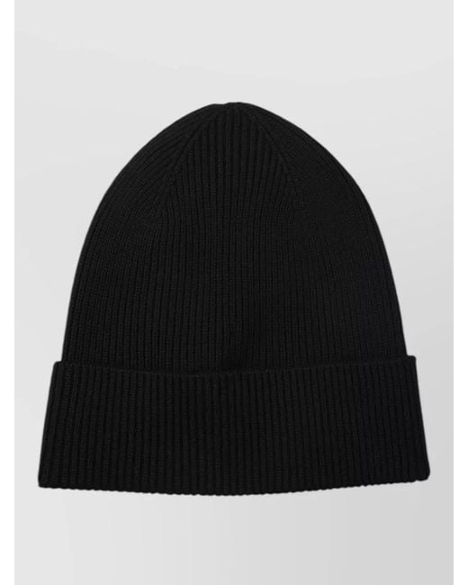 Moncler Black Ribbed Wool Beanie for men
