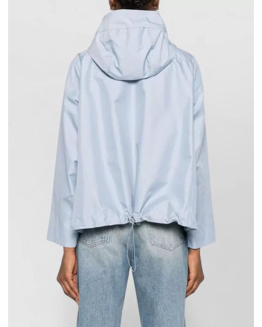 Fay Blue Hooded Parka Coat Drawstring Hem Pockets