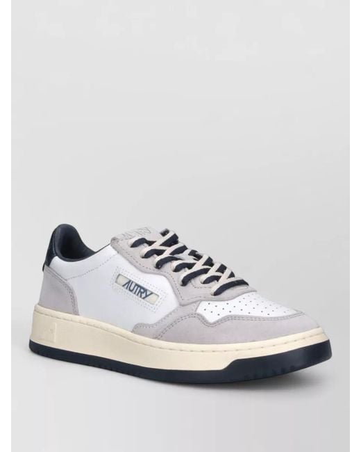Autry White Lace Up Sneakers Casual Style Contrasting Sole