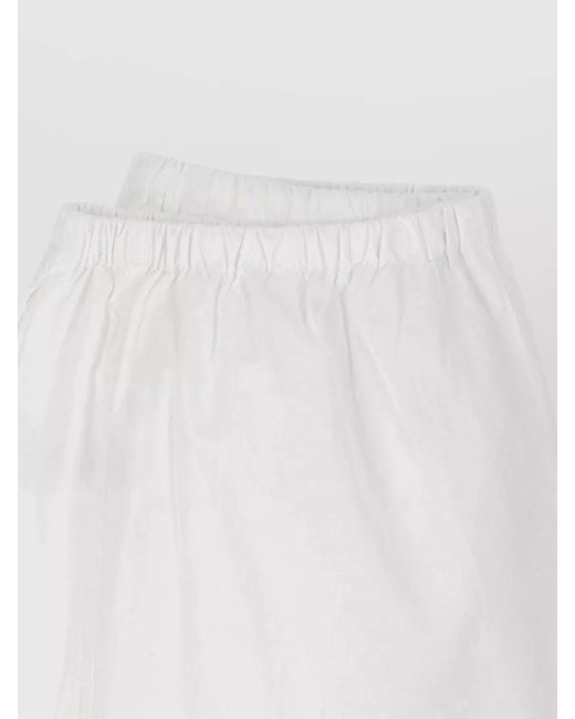 GIMAGUAS White Straight Leg Pants Side Pocket Design