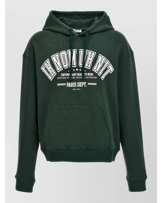 Ih Nom Uh Nit Green College Style Hoodie Kangaroo Pocket for men