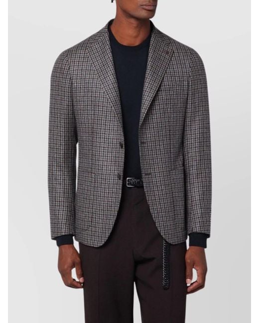 Tagliatore Gray Checkered Pattern Single Breasted Jacket for men