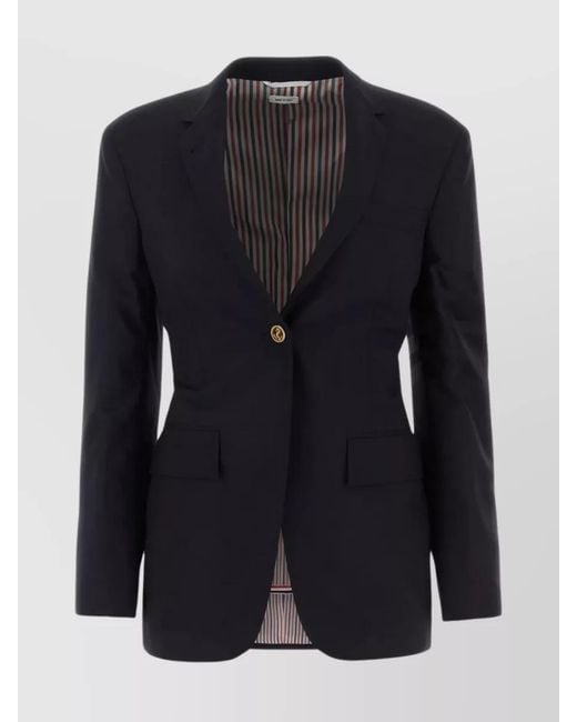 Thom Browne Blue Wool Single-Breasted Blazer