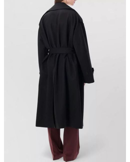 Frankie Shop Black Dursey Wool Trench Coat Relaxed Fit