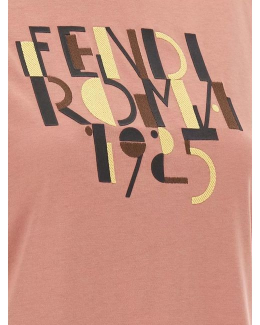 Fendi Pink Cotton Logo Print T-Shirt