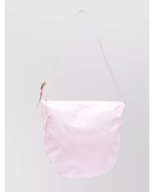 Jil Sander Pink Crescent Medium Leather Shoulder Bag