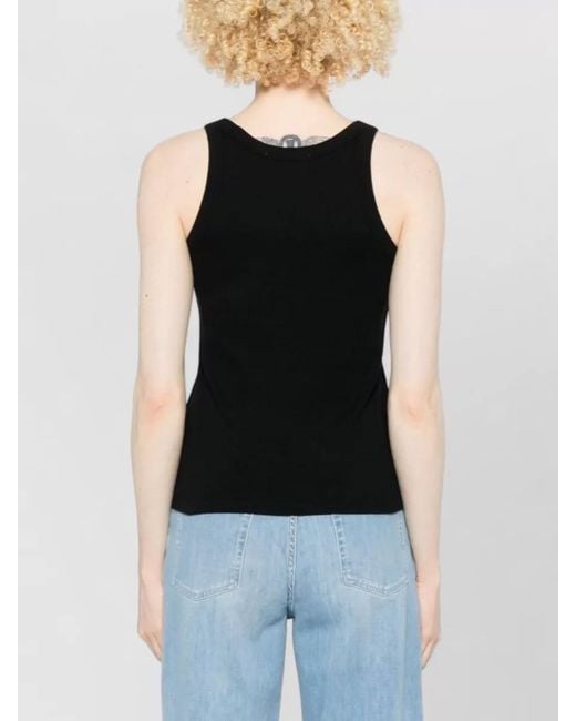 Maison Kitsuné Blue Logo Cotton Tank Top Sleeveless Ribbed