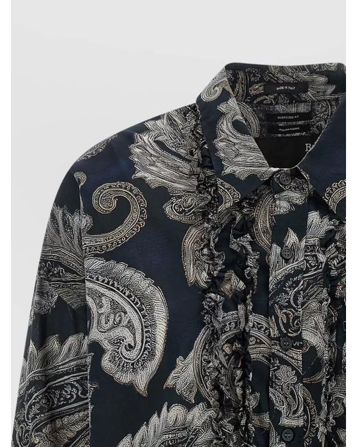 R13 Gray Paisley Print Shirt