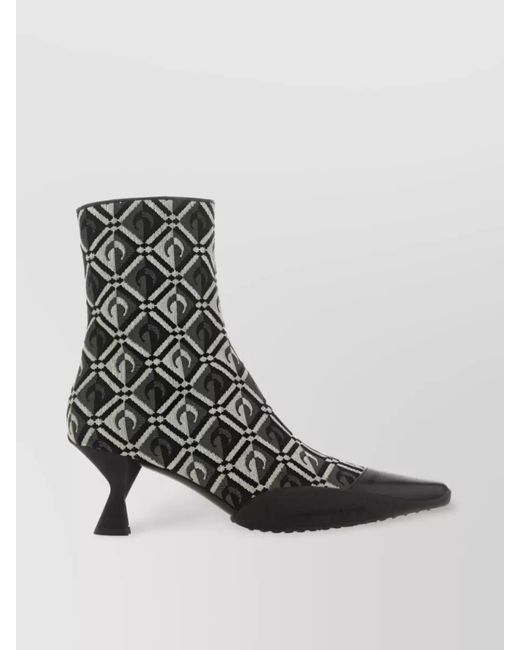 MARINE SERRE Black Embroidered Ankle Boots