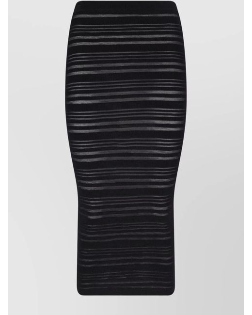 ANDREADAMO Black Knee Length Skirt Elastic Waistband