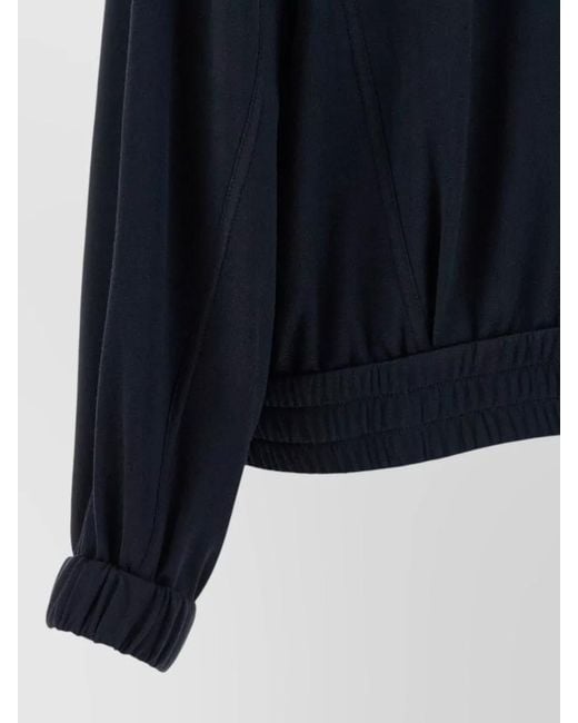 Brunello Cucinelli Blue Zipper Pull Sweatshirt Cotton Silk Interlock