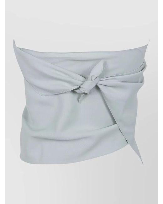 Alberta Ferretti Gray Asymmetric Wrap Skirt Knot Detail Design