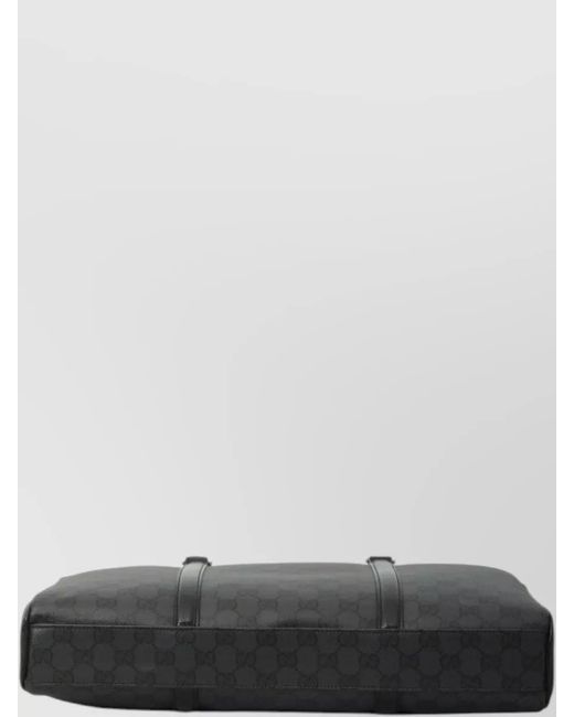 Gucci Black Essence Medium Briefcase Gg Fabric for men