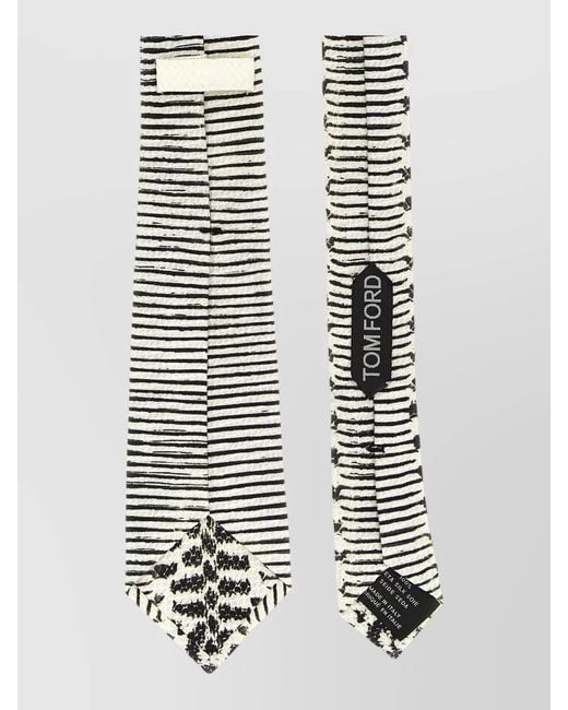 Tom Ford White Silk Snake Print Tie for men