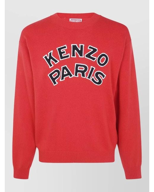 KENZO Red Paris Emblem Logo Crewneck Jumper for men