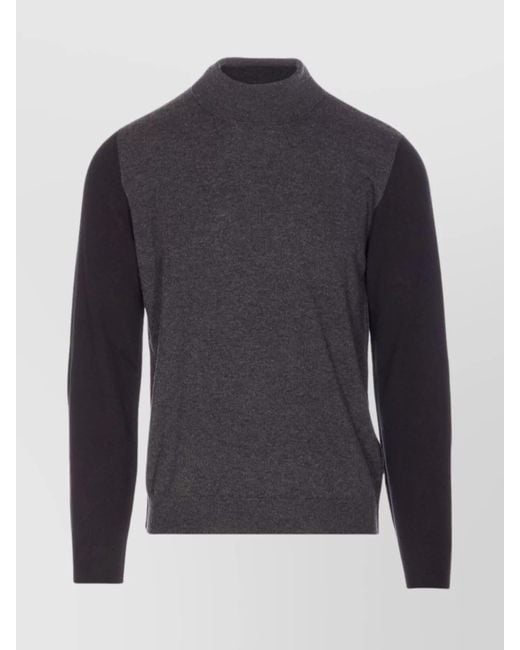 Maison Margiela Blue Wool High Neck Two Tone Sweater for men