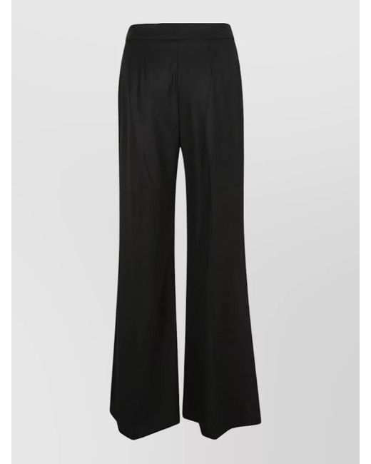 Via Masini 80 Black High Waist Wool Trousers Wide Leg