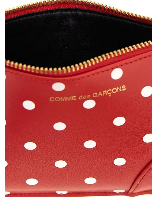 Comme des Garçons Red Leather Polka-Dot Card Holder