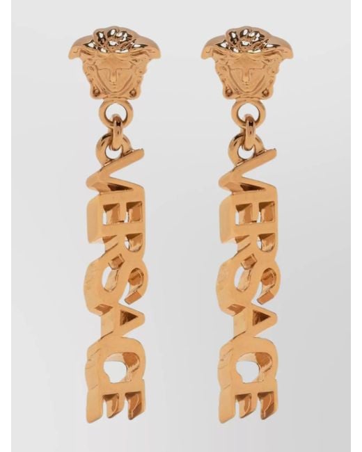 Versace Natural Logo Drop Earrings