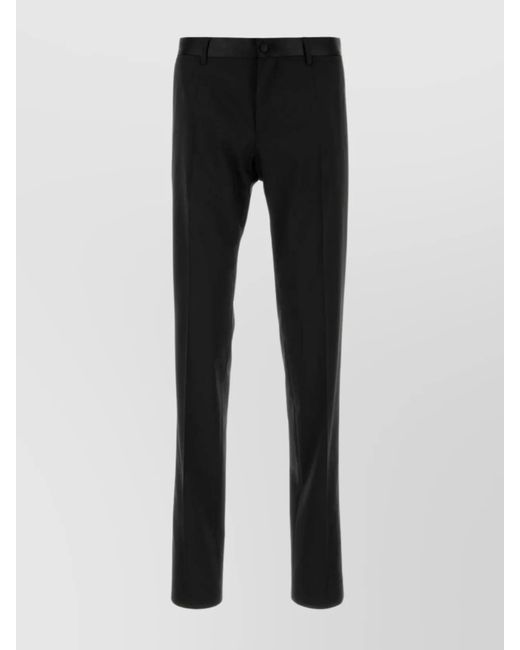 Dolce & Gabbana Black Stretch Wool Blend Pant With Back Pockets for men