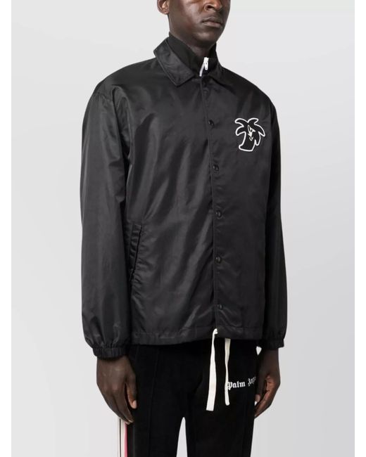 Palm Angels Black Printed Lightweight Jacket for men