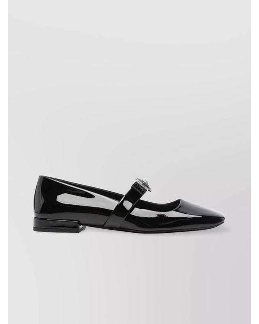 Versace Black Patent Leather Ballerina Flats
