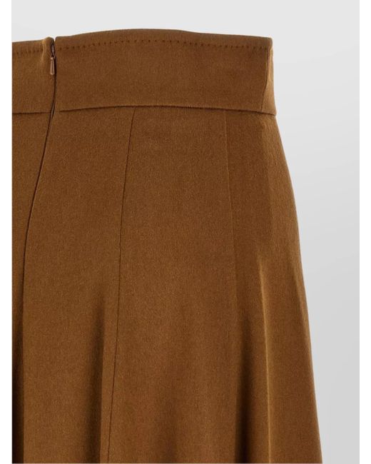 Max Mara Brown High-Waisted Pleated Midi Skirt Design
