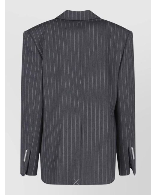 Dondup Gray Double Breasted Pinstripe Blazer Tailored Fit