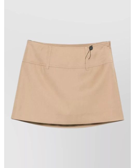DUNST Natural Mini Skirt Belt Loops Straight Hem
