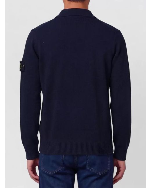 Stone Island Blue Long Sleeve Rws Virgin Wool Polo Shirt for men