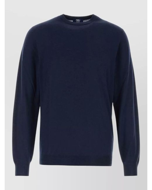 Fedeli Blue Wool Jumper for men