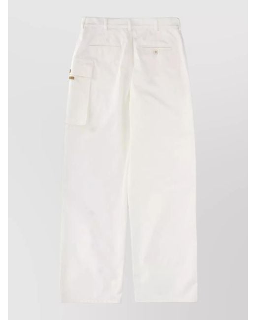 Marni White Utility Trousers Belt Loops Side And Back Pockets