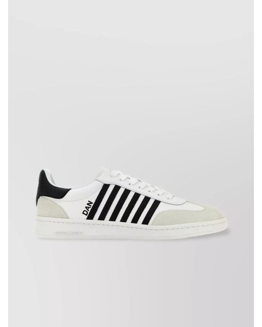 DSquared² White Leather Boxer Sneakers With Contrast Heel for men