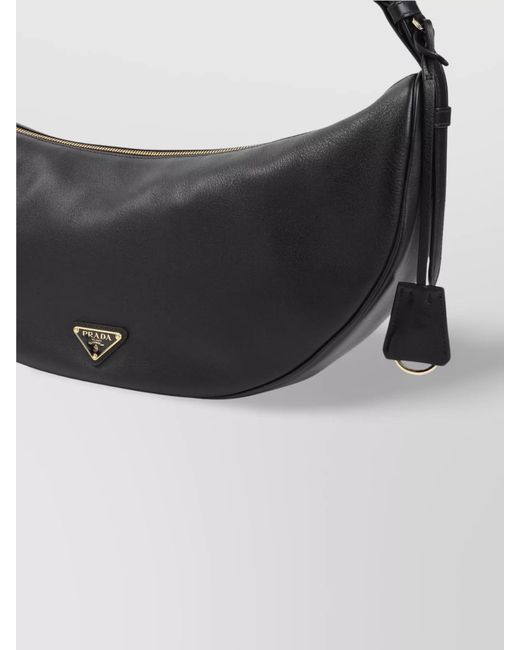 Prada Gray Large Calf Leather Shoulder Bag